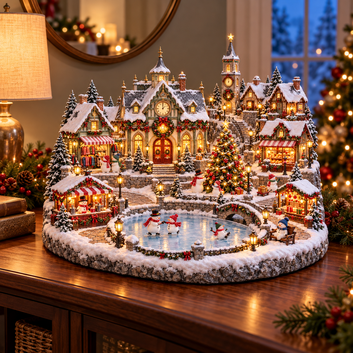 Snowman Winter Village Lighted Scene