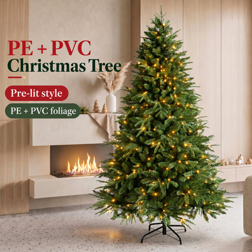 PE and PVC Christmas tree with lights