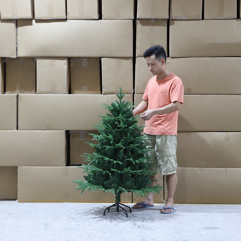 Artificial Christmas tree shown at the supplier warehouse