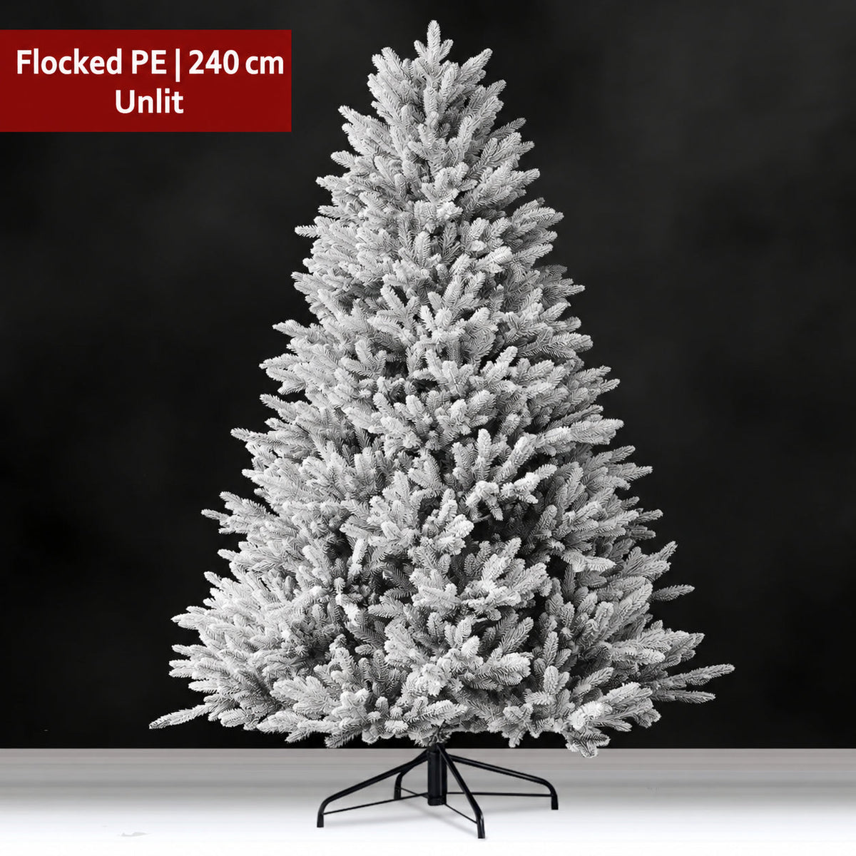 Flocked PE artificial Christmas tree, 240 cm, unlit